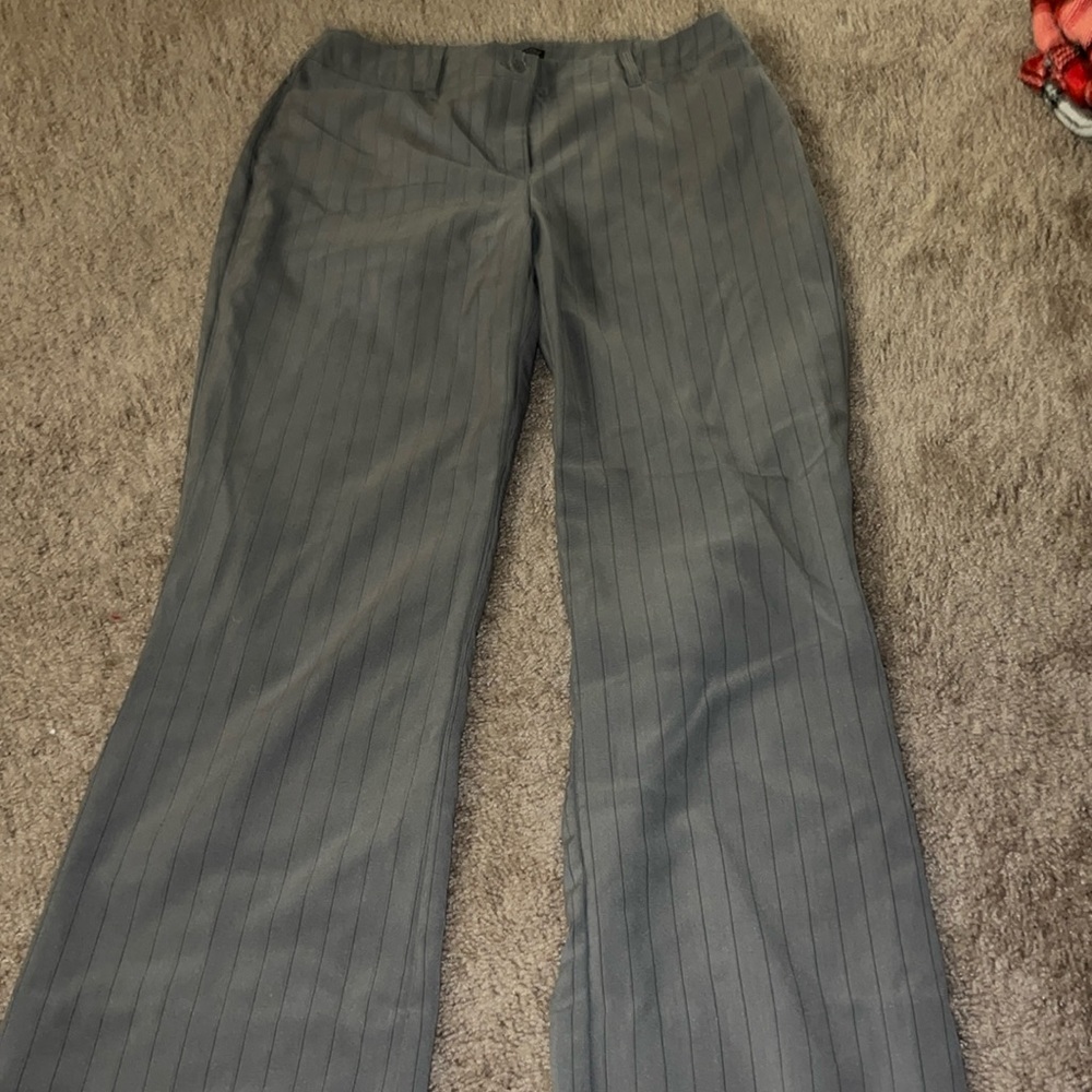 low rise striped straight leg trousers